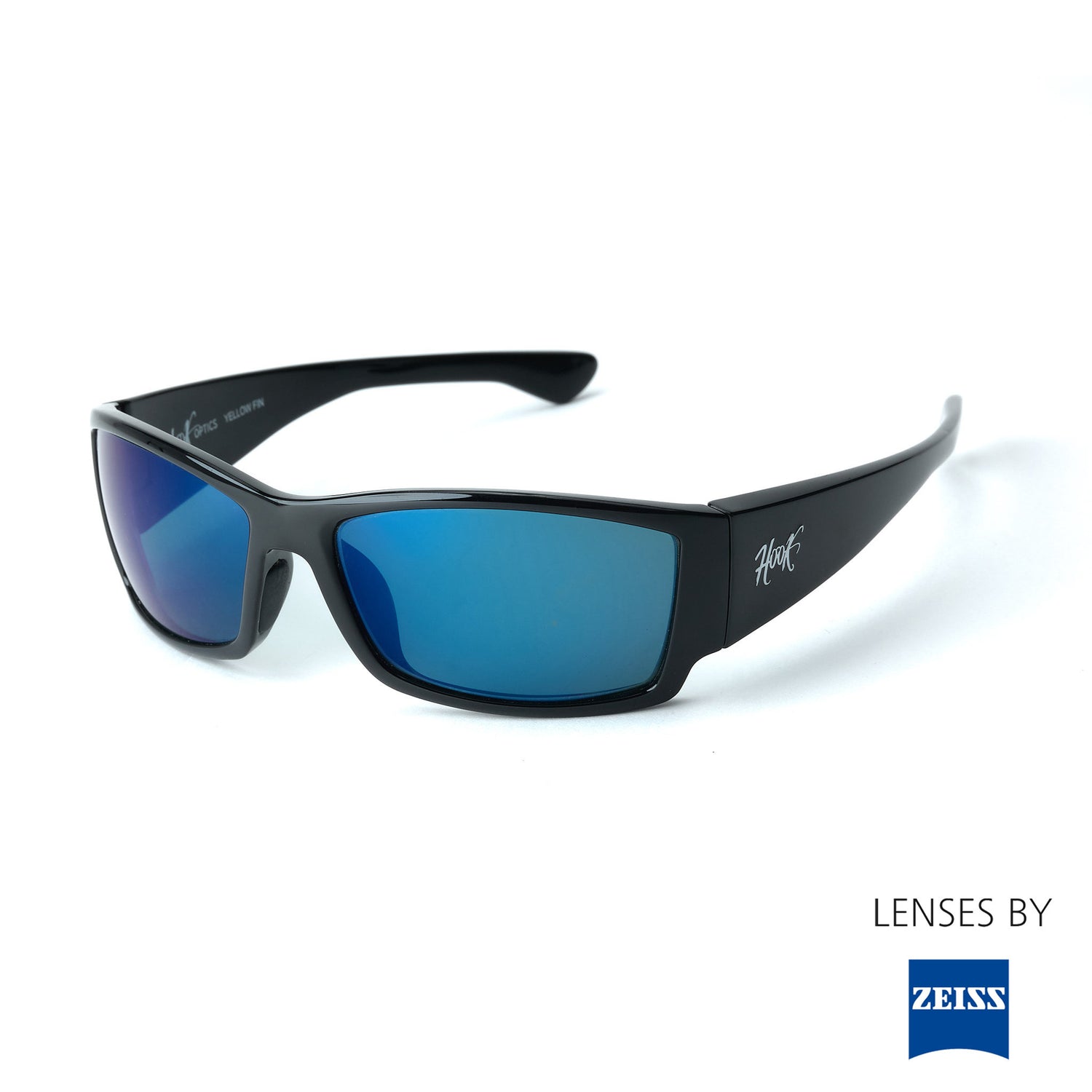 best sunglasses for fishing with polarized blue lenses on a white background, featuring Zeiss logo