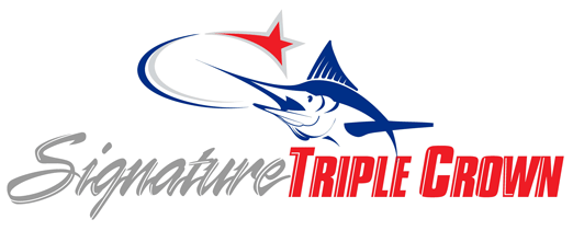 Logo of Signature Triple Crown with a marlin fish and star design, Hook Optics Best Sunglasses