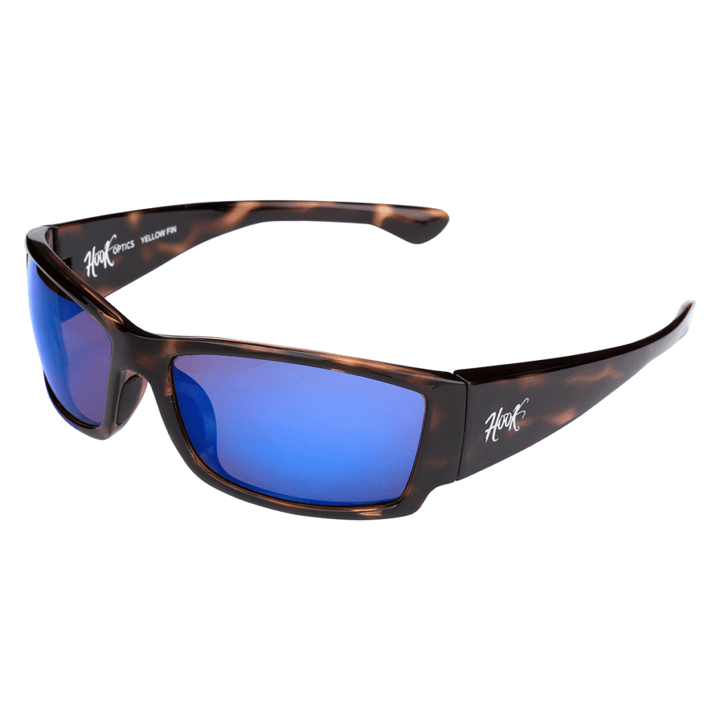 wraparound polarized fishing sunglasses Yellowfin tort GLASS blue side view